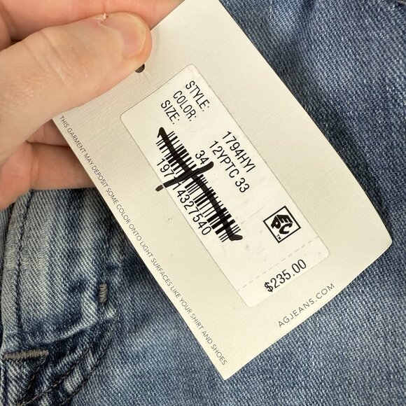 AG Everett Slim Straight Cloud Soft Jeans Dark Wash Denim Mens 34R Distressed - Picture 5 of 9